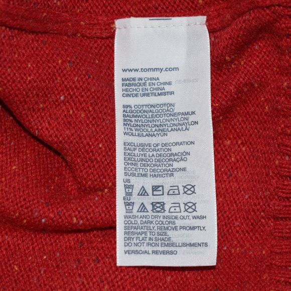 TOMMY HILFIGER Women's Sequin Collar Red Sweater Size M - Picture 6 of 8